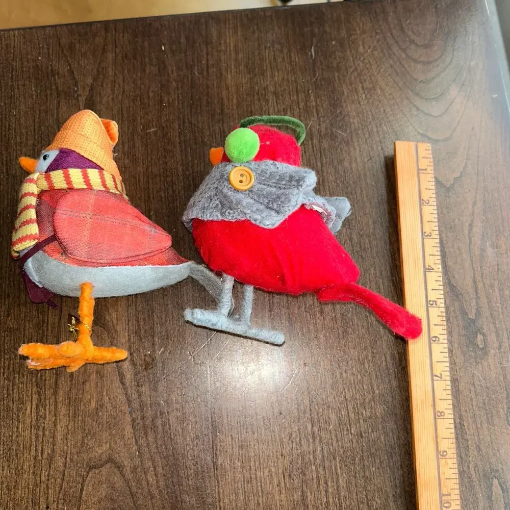 Target Wondershop Featherly Friends fabric bird figurines Conifer & saffron